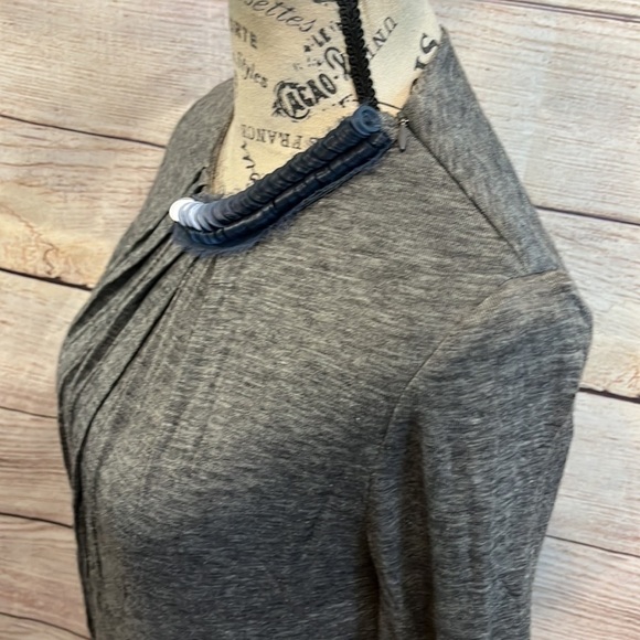 3.1 Phillip Lim Dress Neck Detail Long Sleeve Gray Ruching Size Small - Picture 4 of 9